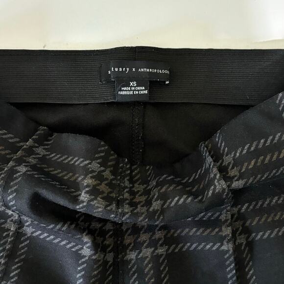 Sanctuary x Anthropologie Skinny Ankle Pants Stretch Pull On Black Plaid Size XS - Picture 2 of 10